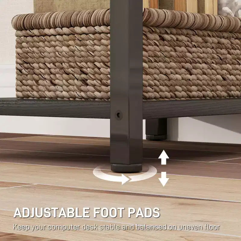 47 Small Computer Desk, Writing Desk with Fabric Drawers, Home Office Desk with Adjustable Shelves