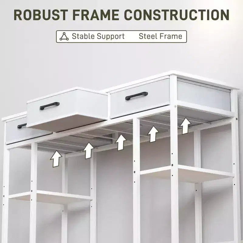 47 Small Computer Desk, Writing Desk with Fabric Drawers, Home Office Desk with Adjustable Shelves