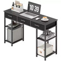 47 Small Computer Desk, Writing Desk with Fabric Drawers, Home Office Desk with Adjustable Shelves