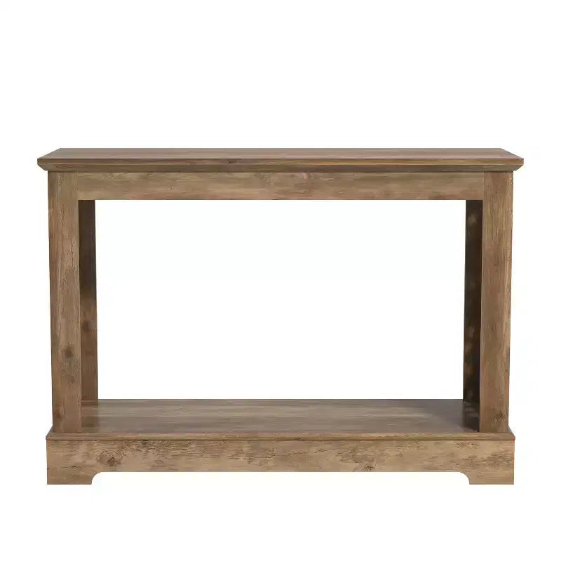 Galano Console Table with Laser-Cut Side Panels in Knotty Oak, 42.1 W x 14.8 D x 29.1 H