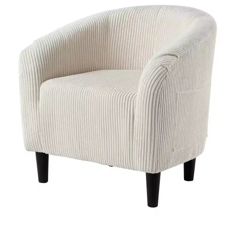 Accent Barrel Chair Corduroy Club Chair Elegant Armchair Cozy Backrest for Living Room Bedroom Reception Room Office(Beige)