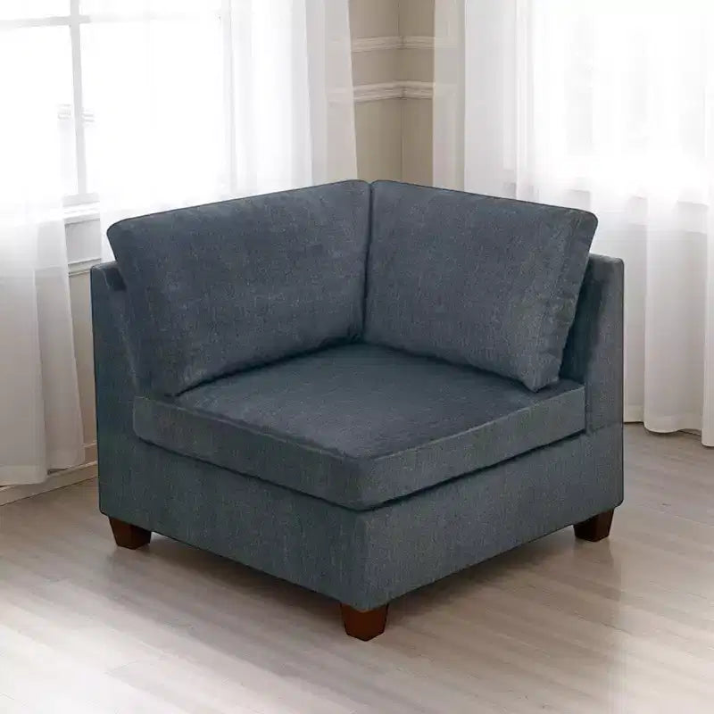 Royal Hampton 37 Inches Fabric Upholstered Wooden Corner Wedge, Gray