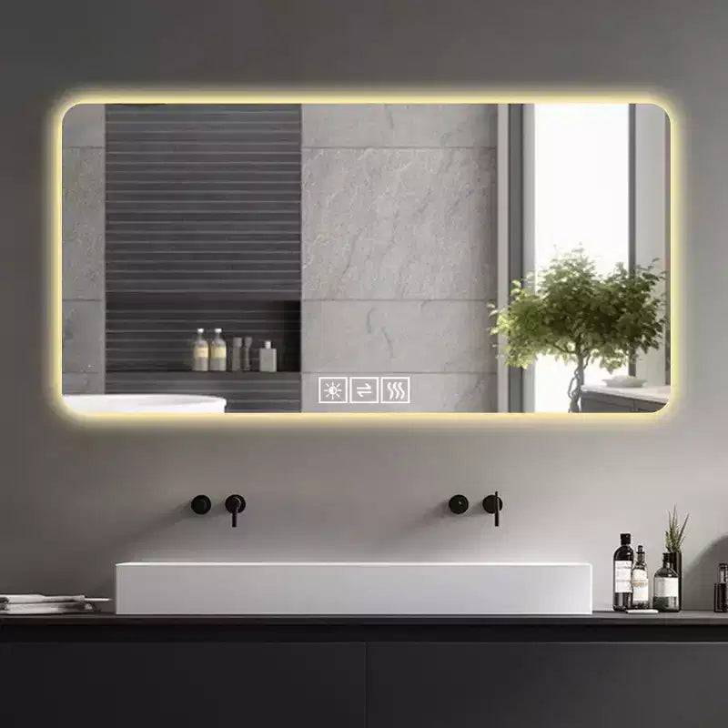 28 x 60 Inch LED Bathroom Vanity Mirrors with Three-Color Dimmable and One-Touch Demist Function