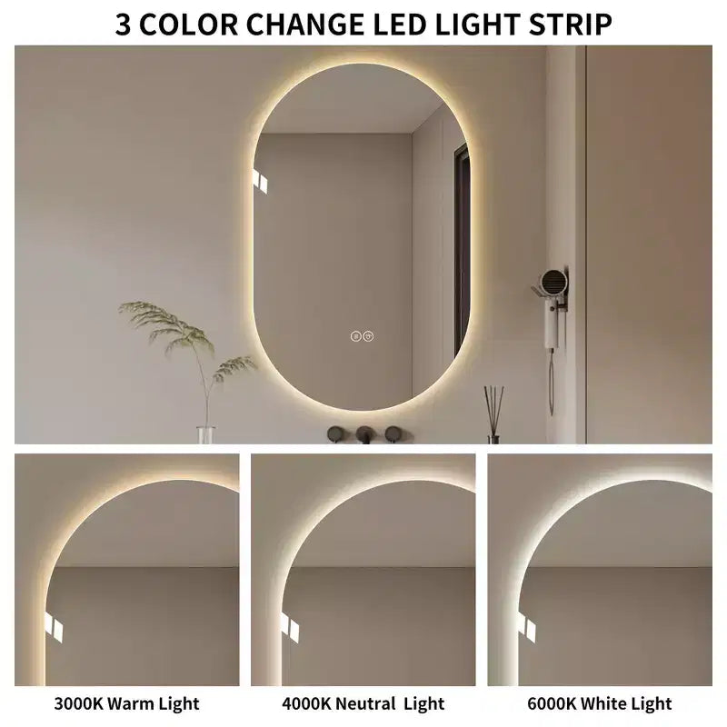 48 x 30 inch Smart Wall Mounted LED Touch Screen Anti-fog Mirror Bathroom Vanity Mirror
