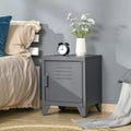 Industrial End Table, Living Room Side Table with Locker-Style Door and Adjustable Shelf