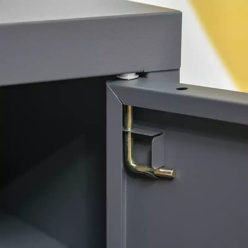 Industrial End Table, Living Room Side Table with Locker-Style Door and Adjustable Shelf