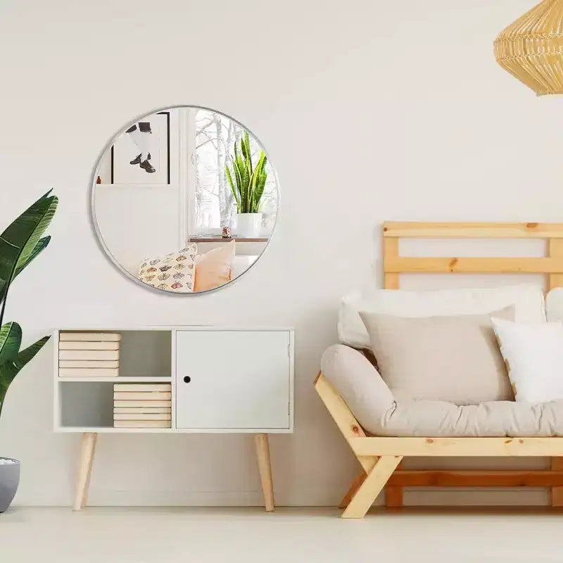 TUYOHW 32 Inch Wall Mount Bathroom Mirror,Modern Round Wall Mount Vanity Mirror with Metal Frame for Bathroom,Bedroom