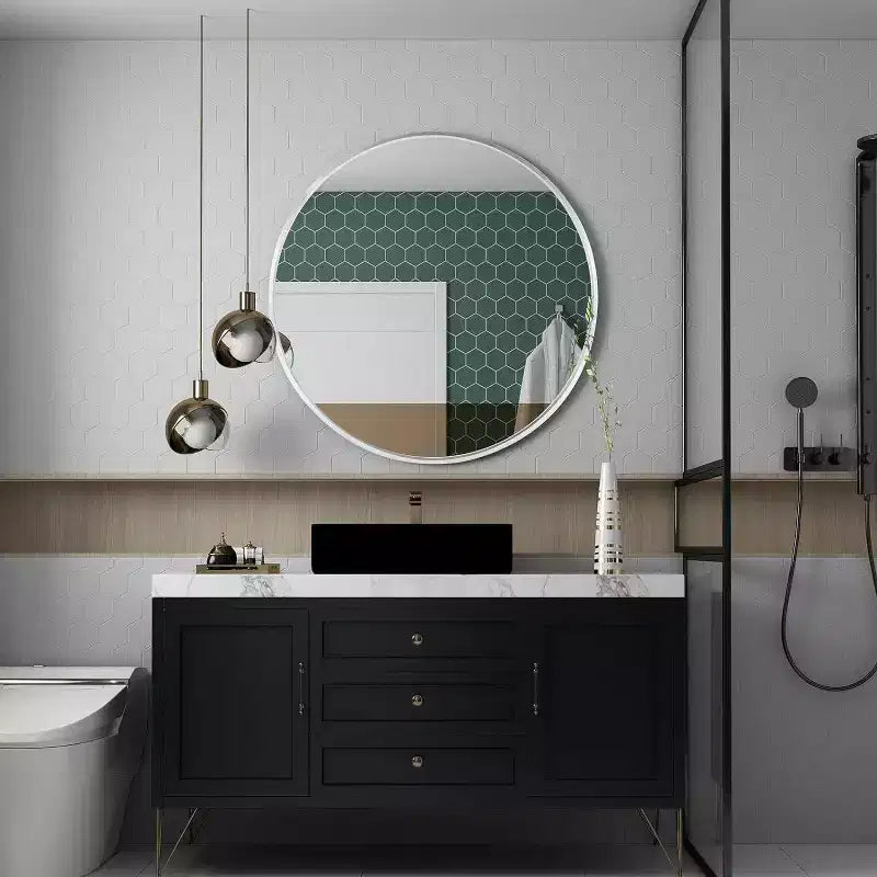TUYOHW 32 Inch Wall Mount Bathroom Mirror,Modern Round Wall Mount Vanity Mirror with Metal Frame for Bathroom,Bedroom