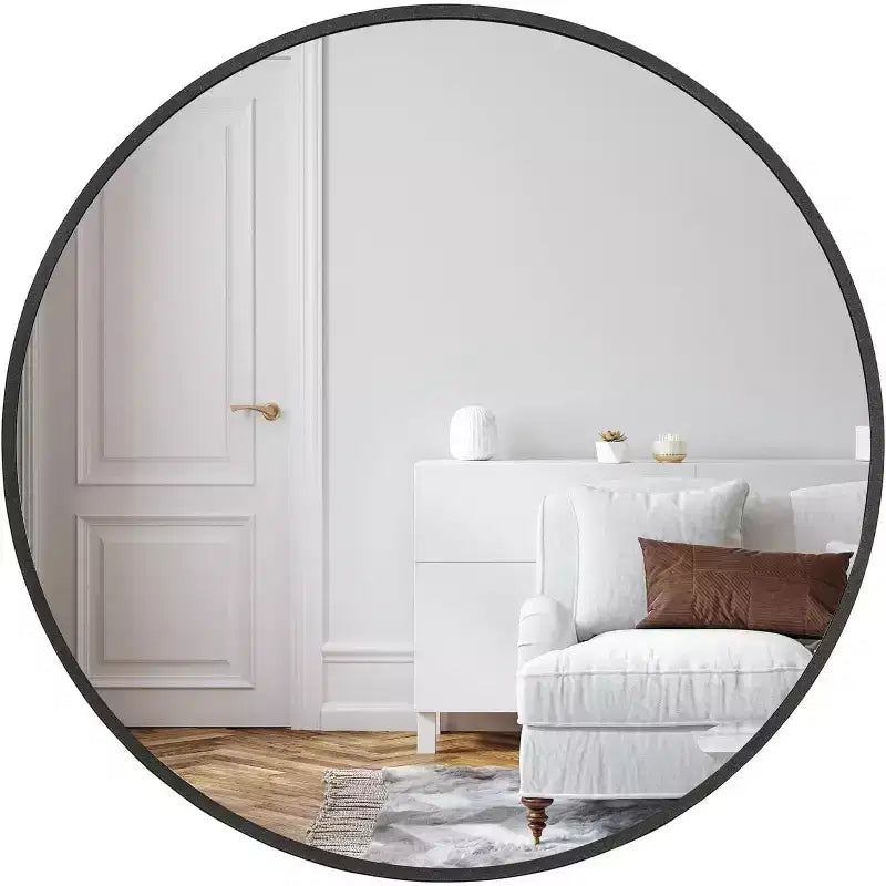 TUYOHW 32 Inch Wall Mount Bathroom Mirror,Modern Round Wall Mount Vanity Mirror with Metal Frame for Bathroom,Bedroom