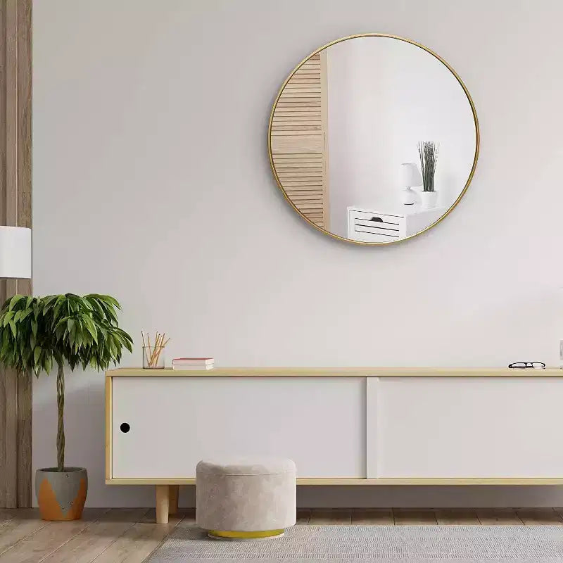 TUYOHW 32 Inch Wall Mount Bathroom Mirror,Modern Round Wall Mount Vanity Mirror with Metal Frame for Bathroom,Bedroom