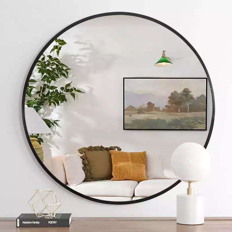 TUYOHW 32 Inch Wall Mount Bathroom Mirror,Modern Round Wall Mount Vanity Mirror with Metal Frame for Bathroom,Bedroom