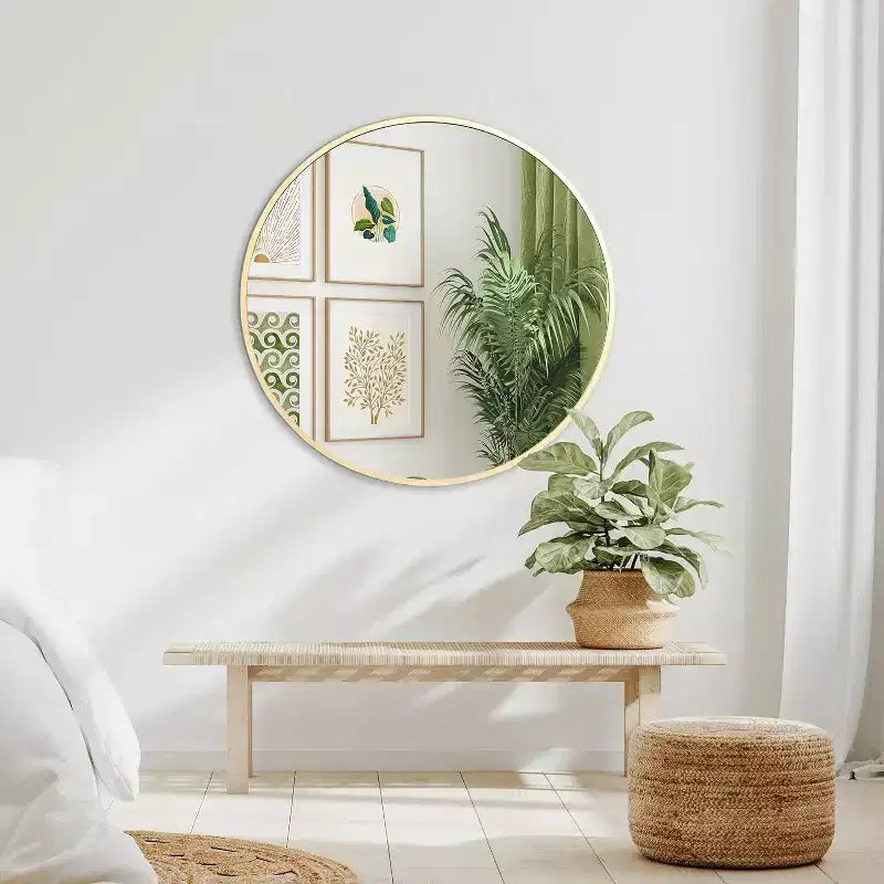 TUYOHW 32 Inch Wall Mount Bathroom Mirror,Modern Round Wall Mount Vanity Mirror with Metal Frame for Bathroom,Bedroom