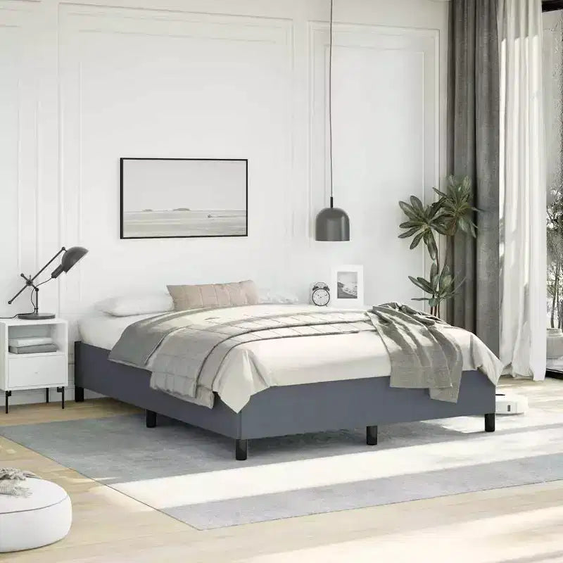 Bed Frame Dark Grey Velvet (100% polyester), Plywood, Engineered wood