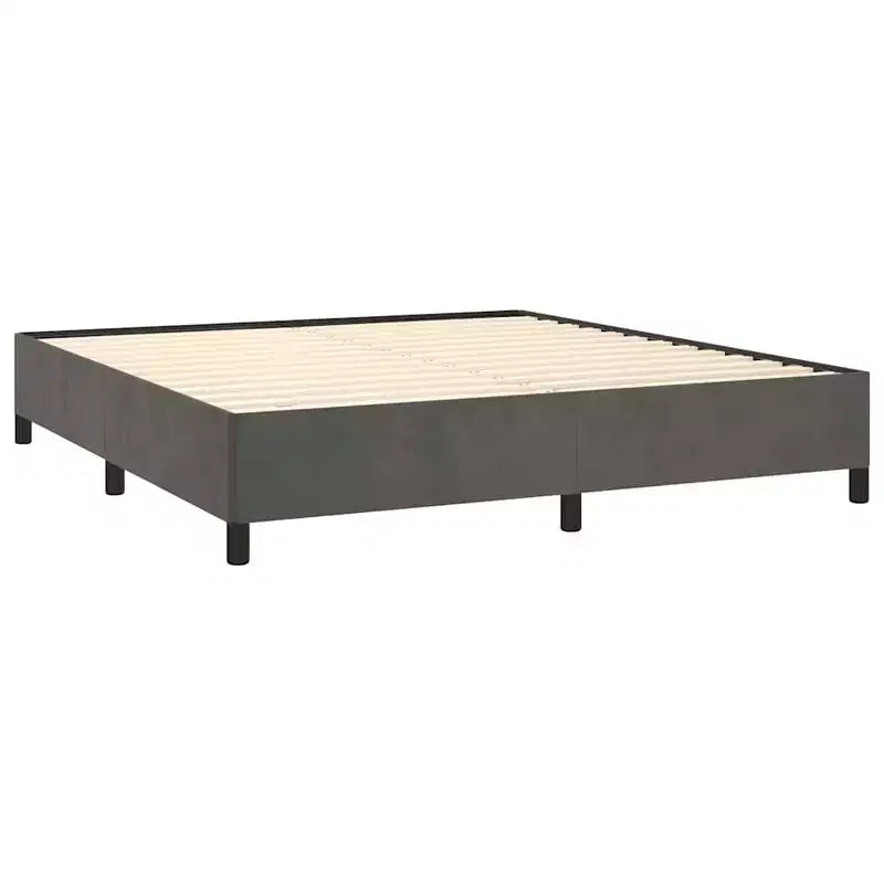 Bed Frame Dark Grey Velvet (100% polyester), Plywood, Engineered wood