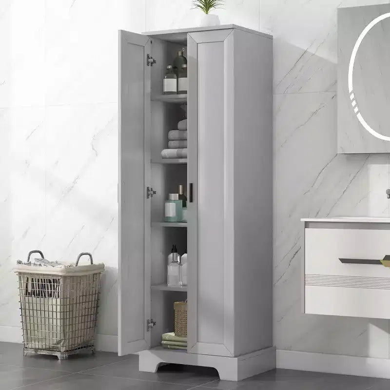 MAYEERTY White Storage Cabinet 2 Doors Adjustable Shelf MDF