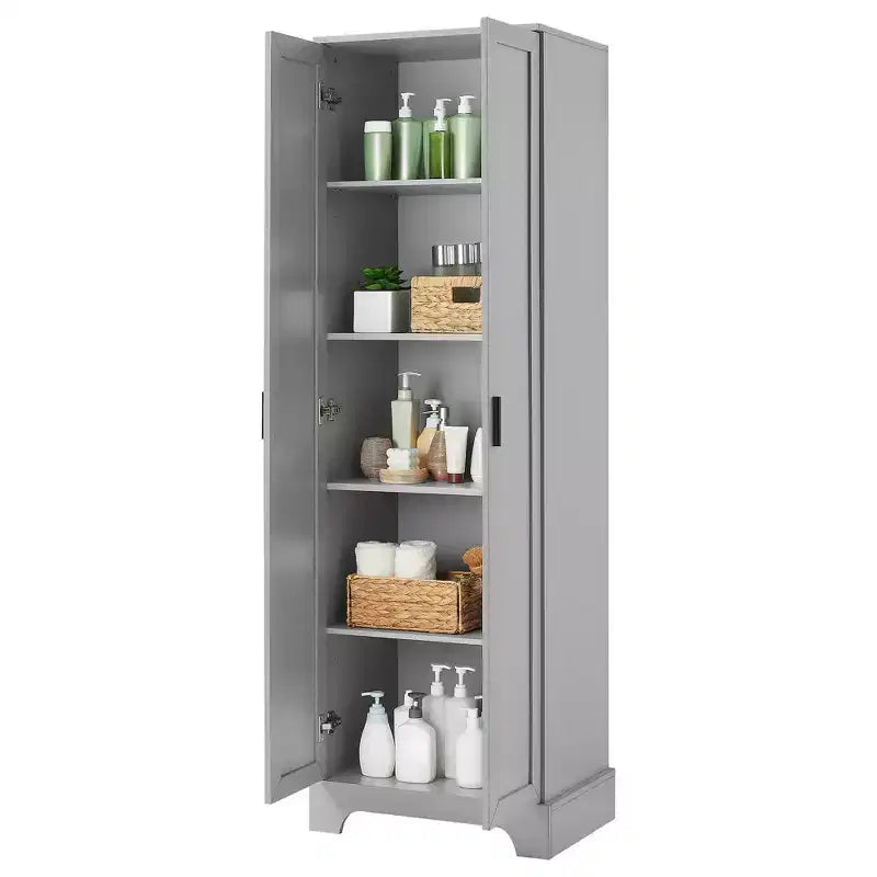 MAYEERTY White Storage Cabinet 2 Doors Adjustable Shelf MDF