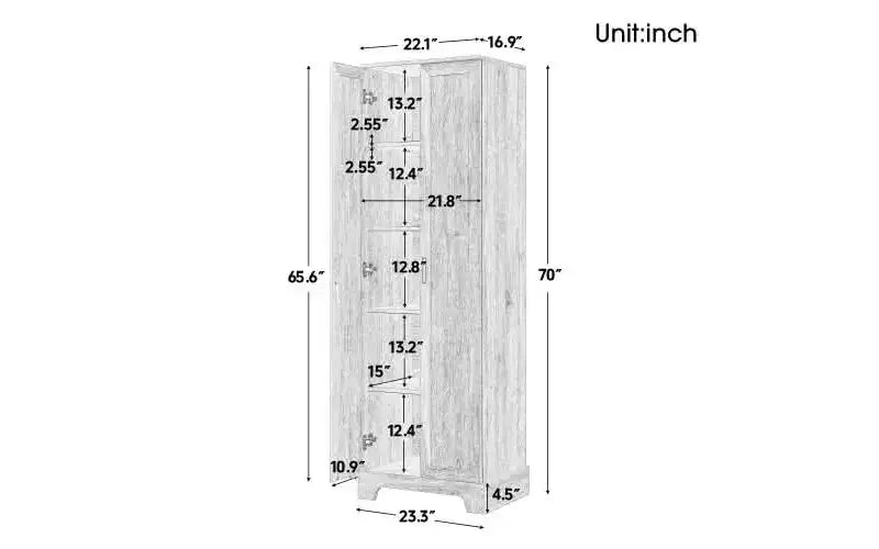 MAYEERTY White Storage Cabinet 2 Doors Adjustable Shelf MDF