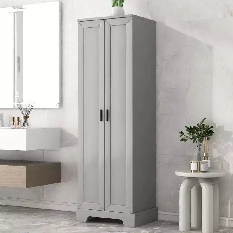 MAYEERTY White Storage Cabinet 2 Doors Adjustable Shelf MDF