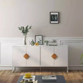 MAYEERTY Solid Wood Sideboard, 4 Doors Double Storage with Special Square Handle