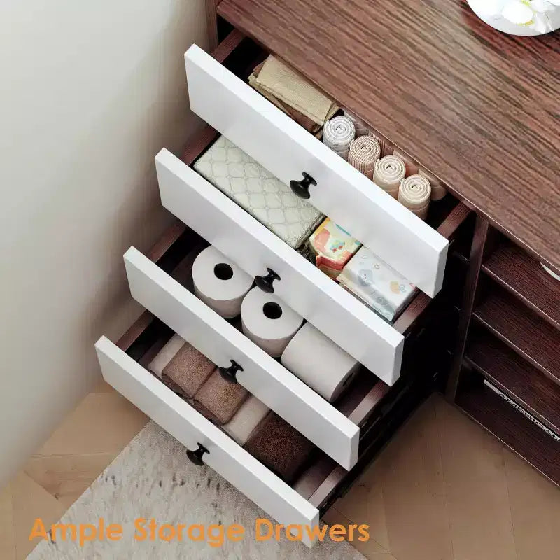 55 Buffet Cabinet with Drawers, Farmhouse Pantry Storage Sideboard for Dining Room and Living Room, Freestanding Kitchen Cupboard