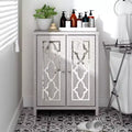 Galano Freestanding Bathroom Cabinet with Mirrored Doors in Dusty Gray Oak 25 W 11.7 D 32 H