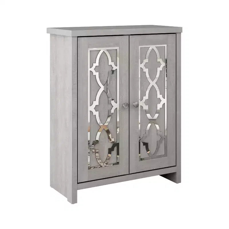 Galano Freestanding Bathroom Cabinet with Mirrored Doors in Dusty Gray Oak 25 W 11.7 D 32 H