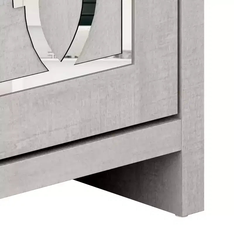 Galano Freestanding Bathroom Cabinet with Mirrored Doors in Dusty Gray Oak 25 W 11.7 D 32 H