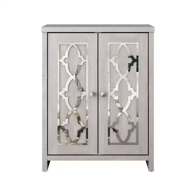 Galano Freestanding Bathroom Cabinet with Mirrored Doors in Dusty Gray Oak 25 W 11.7 D 32 H