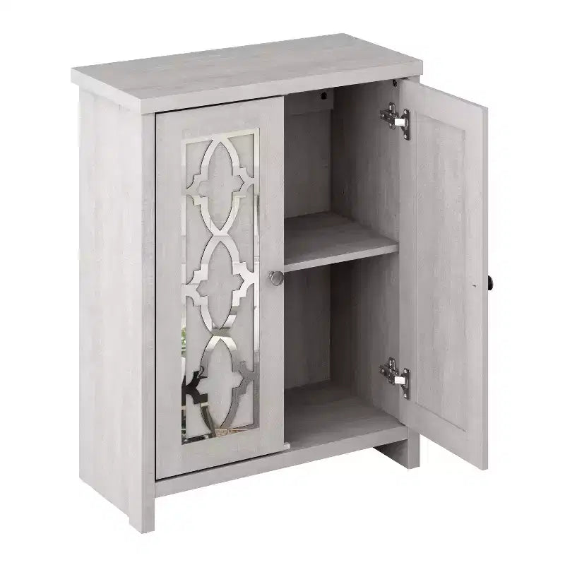 Galano Freestanding Bathroom Cabinet with Mirrored Doors in Dusty Gray Oak 25 W 11.7 D 32 H
