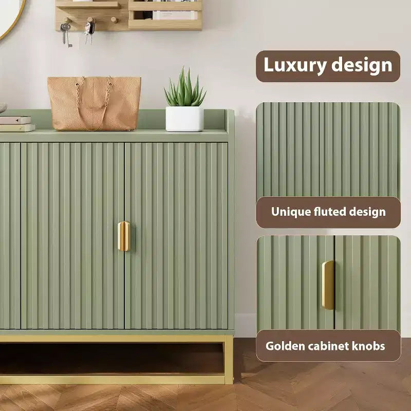 47.2 Fluted Sideboard Storage Cabinet, Kitchen Sideboard with Adjustable Shelves, Media Console Buffet Cabinet for Living Room, Kitchen, Entryway