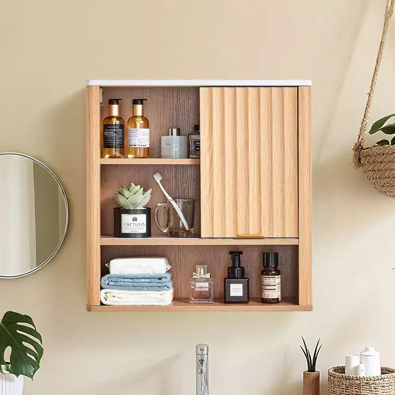VEVOR Bathroom Wall Cabinet,with Door and Adjustable Shelf, Over the Toilet Storage Medicine Cabinet Wall Mounted,Hanging Organizer with Shelves,Brown