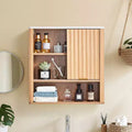 VEVOR Bathroom Wall Cabinet,with Door and Adjustable Shelf, Over the Toilet Storage Medicine Cabinet Wall Mounted,Hanging Organizer with Shelves,Brown