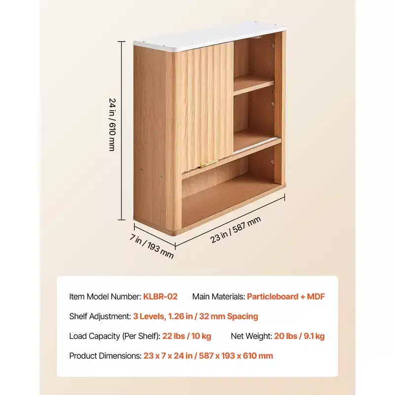 VEVOR Bathroom Wall Cabinet,with Door and Adjustable Shelf, Over the Toilet Storage Medicine Cabinet Wall Mounted,Hanging Organizer with Shelves,Brown