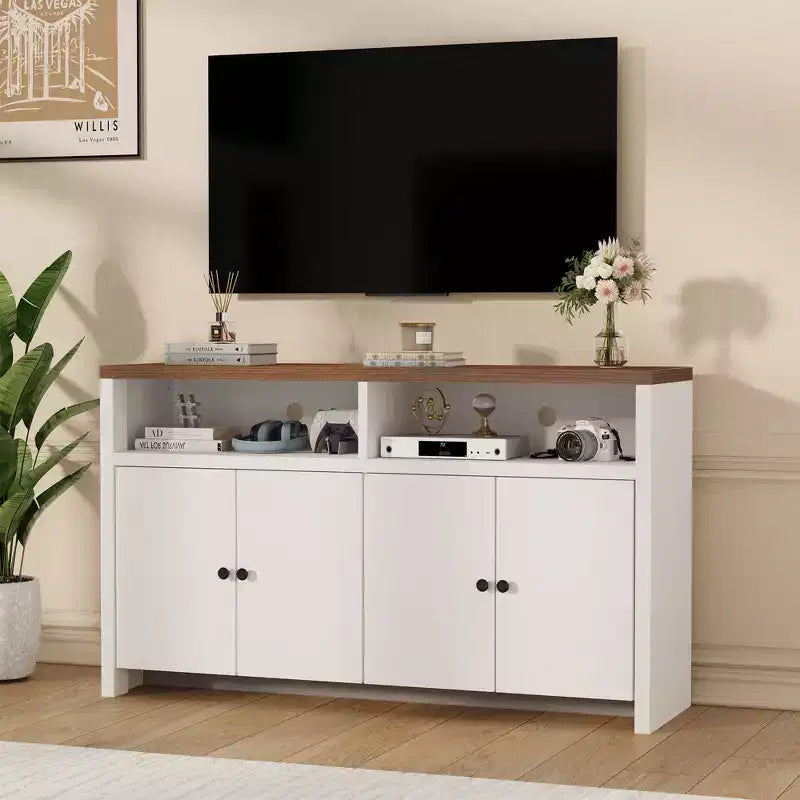 Farmhouse Buffet Sideboard Cabinet with Storage, Coffee Bar with Doors and Adjustable Shelves, Modern Wood Console Cabinet for Kitchen, Livingroom
