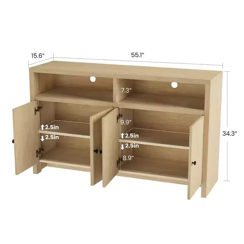 Farmhouse Buffet Sideboard Cabinet with Storage, Coffee Bar with Doors and Adjustable Shelves, Modern Wood Console Cabinet for Kitchen, Livingroom