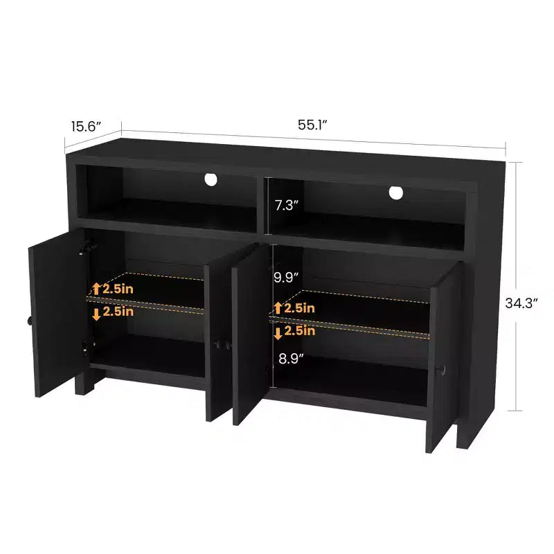 Farmhouse Buffet Sideboard Cabinet with Storage, Coffee Bar with Doors and Adjustable Shelves, Modern Wood Console Cabinet for Kitchen, Livingroom