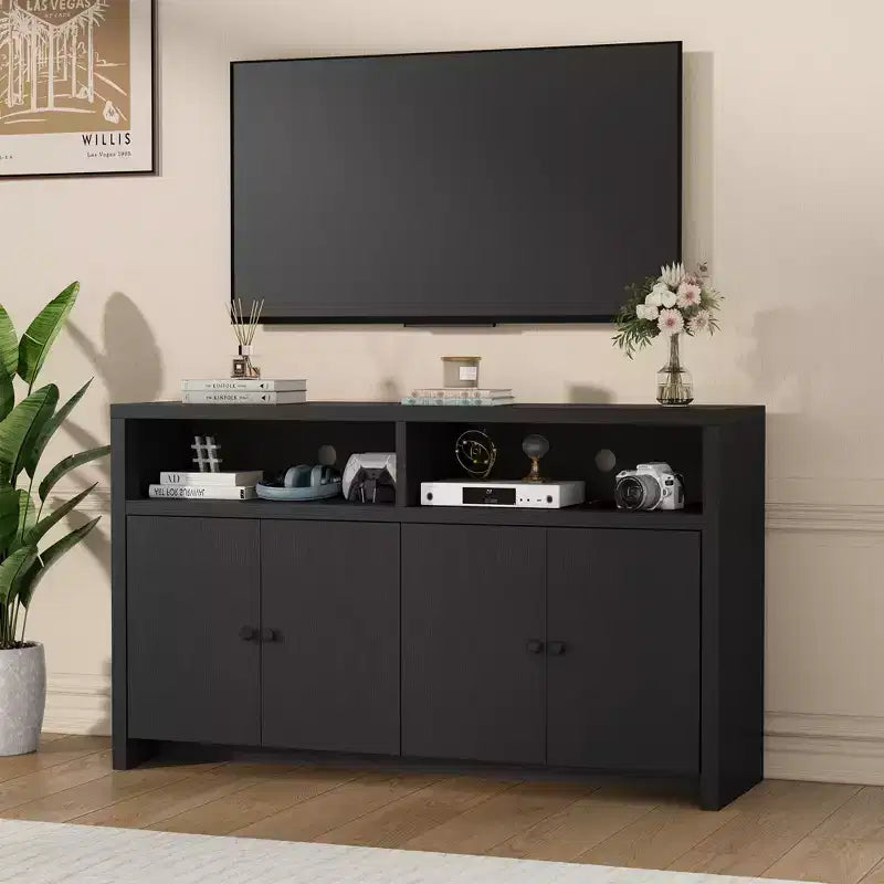 Farmhouse Buffet Sideboard Cabinet with Storage, Coffee Bar with Doors and Adjustable Shelves, Modern Wood Console Cabinet for Kitchen, Livingroom
