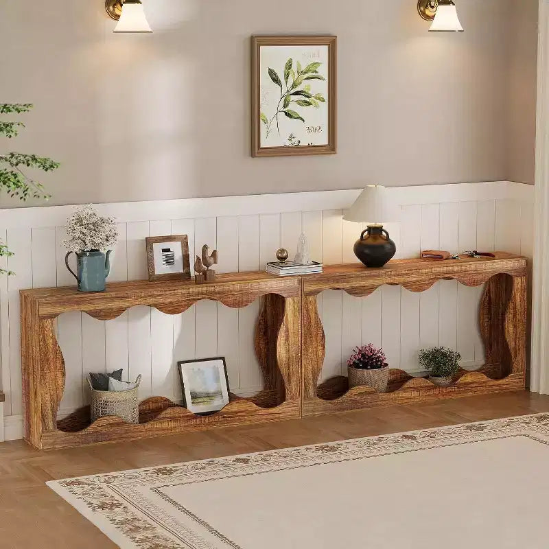 63 Long Farmhouse Console Table with Storage, Narrow Entryway Sofa Table for Hallway, Foyer & Living Room,Wooden Industrial Accent Table