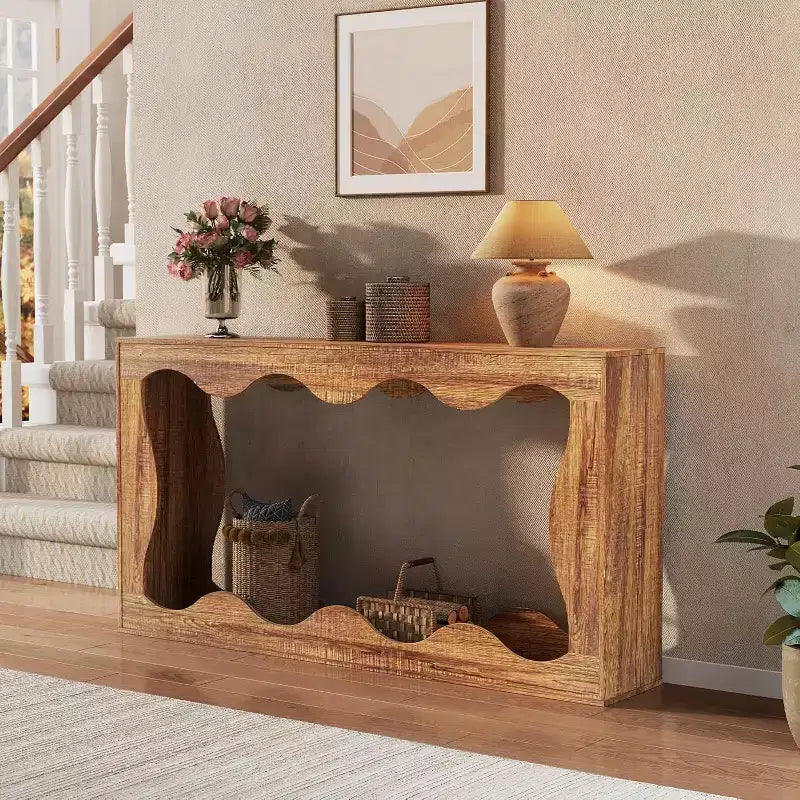 63 Long Farmhouse Console Table with Storage, Narrow Entryway Sofa Table for Hallway, Foyer & Living Room,Wooden Industrial Accent Table