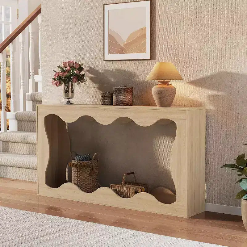 63 Long Farmhouse Console Table with Storage, Narrow Entryway Sofa Table for Hallway, Foyer & Living Room,Wooden Industrial Accent Table