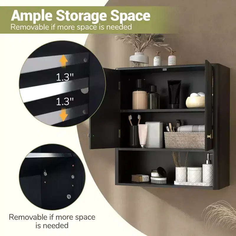 Costway Bathroom Wall Cabinet w/Fluted Doors Adjustable Shelf Open Storage Cube