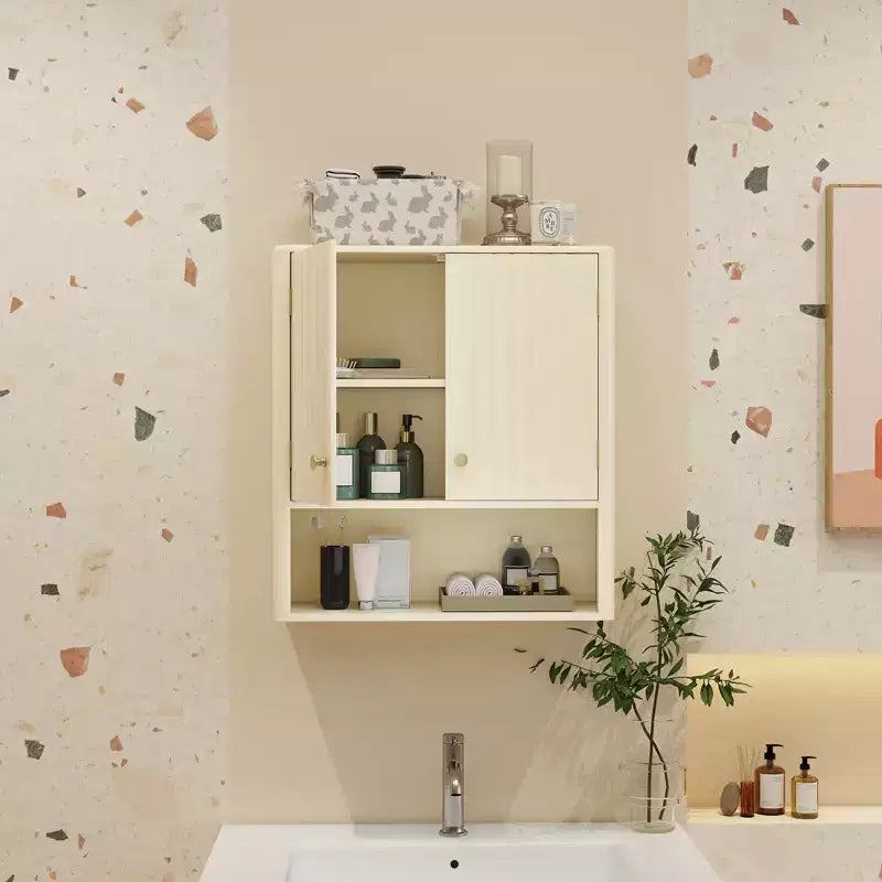 Costway Bathroom Wall Cabinet w/Fluted Doors Adjustable Shelf Open Storage Cube