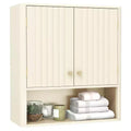 Costway Bathroom Wall Cabinet w/Fluted Doors Adjustable Shelf Open Storage Cube
