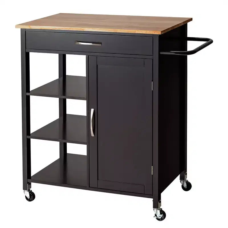 Costway Mobile Kitchen Island Cart Serving Utility Trolley Drawer Shelf Towel Rack