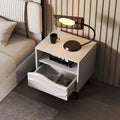 Costway Nightstand w/ Drawer 3D Wavy Pattern & Open Shelf Small Sofa Couch Side Table