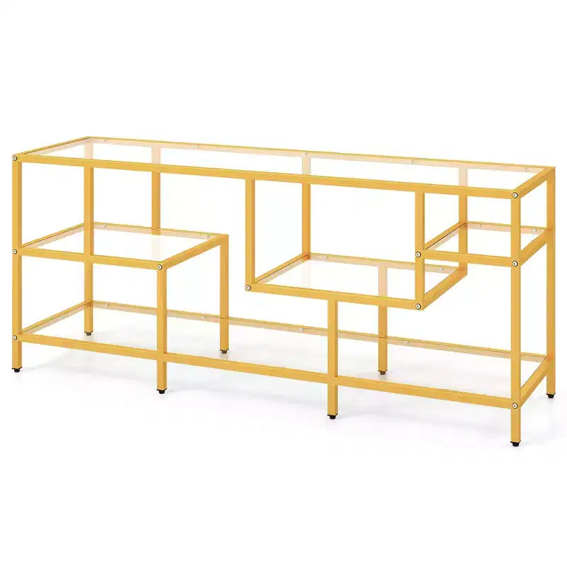 Costway 58 TV Stand for TVs up to 65 w/ Tempered Glass Shelves TV Console Table