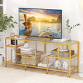 Costway 58 TV Stand for TVs up to 65 w/ Tempered Glass Shelves TV Console Table