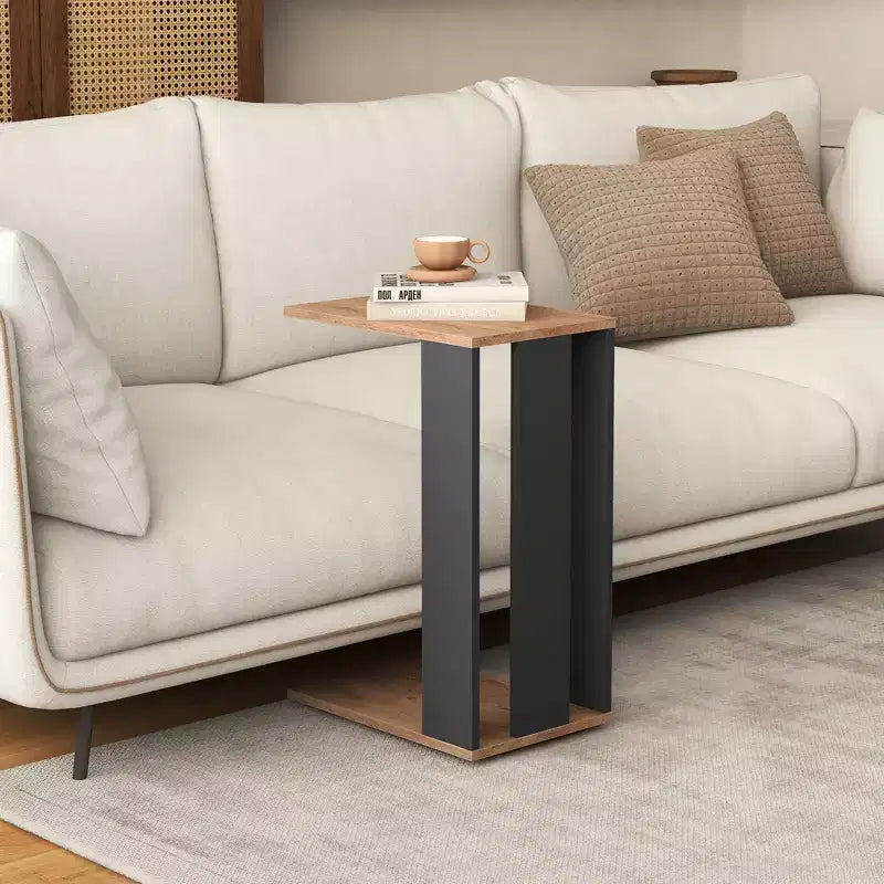 Costway 2-Tier C Shaped Side Table w/ Universal Wheels & Shelf for Small Space