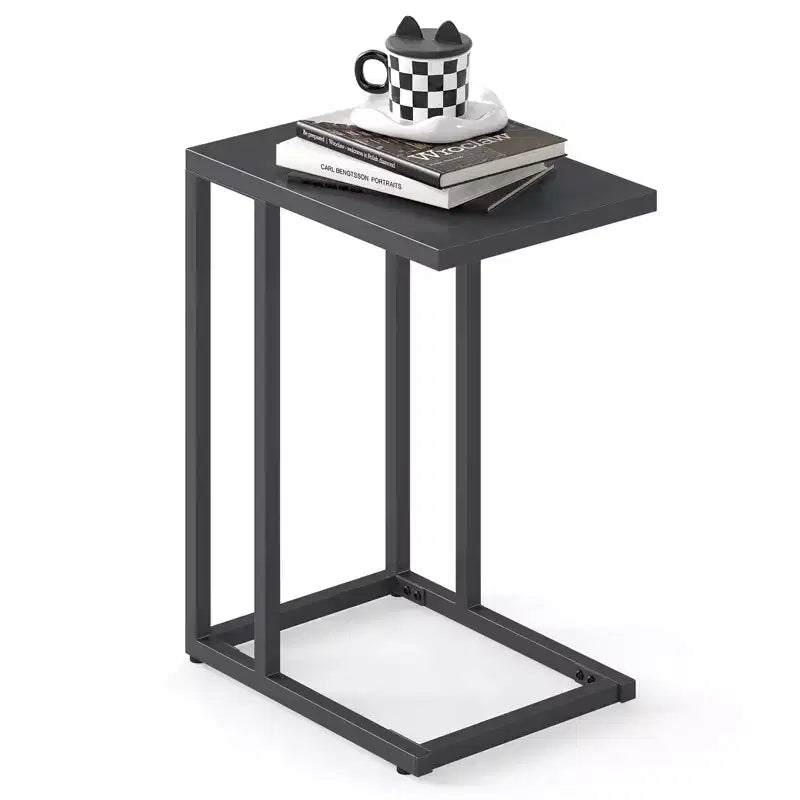 Costway C Shaped End Table w/ Metal Frame Sofa Table for Small Space Indoor Outdoor