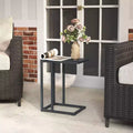 Costway C Shaped End Table w/ Metal Frame Sofa Table for Small Space Indoor Outdoor